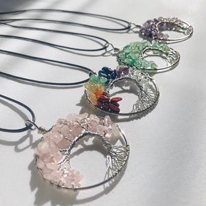 Chakra Gemstone Tree of Life Necklace